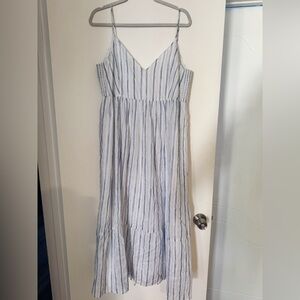 Club Monaco blue & white tiered maxi dress